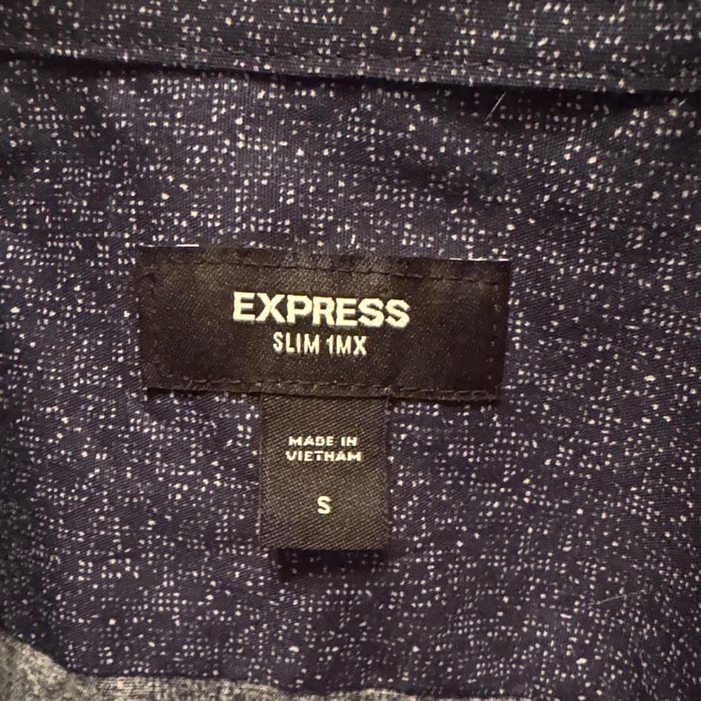 Express Navy Textured Button-Up Shirt / R38 - Picture 3 of 5